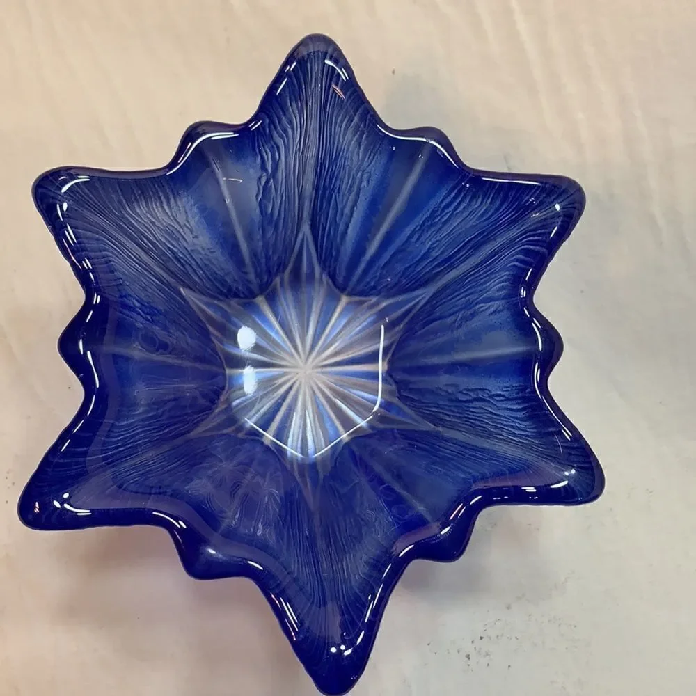 2 Blue Glass Candle Votive Holders